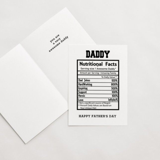 Pappa Nutritional Facts Fars dag Kort (Skapare uppladdad)
