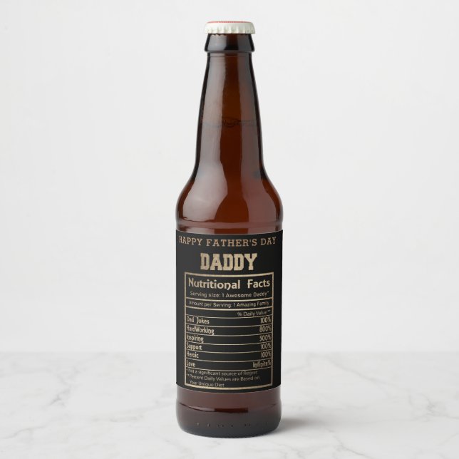 Pappa Nutritional Facts Fars dag Ölflaska Etikett (Framsida)