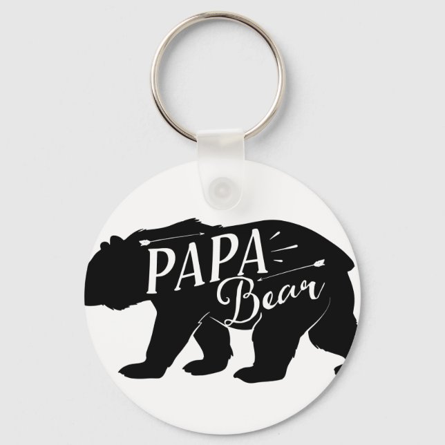Pappa Nyhetsbjörn Rolig Retro Nyckelring (Framsida)