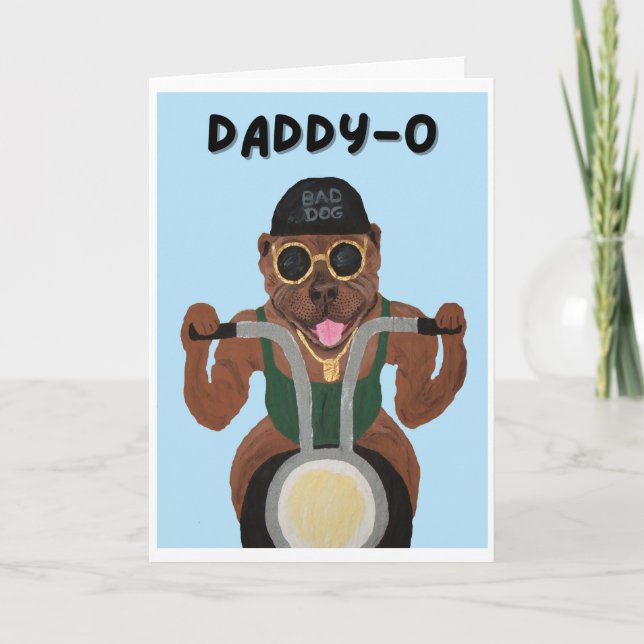 Pappa-O Glad fars dag Pit Bull Biker Kort (Framsida)