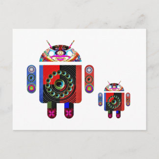 Pappa och Baby Android - Art101 av Navin Vykort