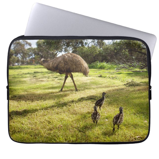 Pappa och Baby Emus. Laptop Fodral (Framsidan)