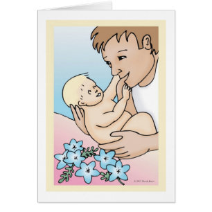 Pappa och Baby Hälsningskort
