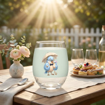 Pappa och babyfågel stamless glas