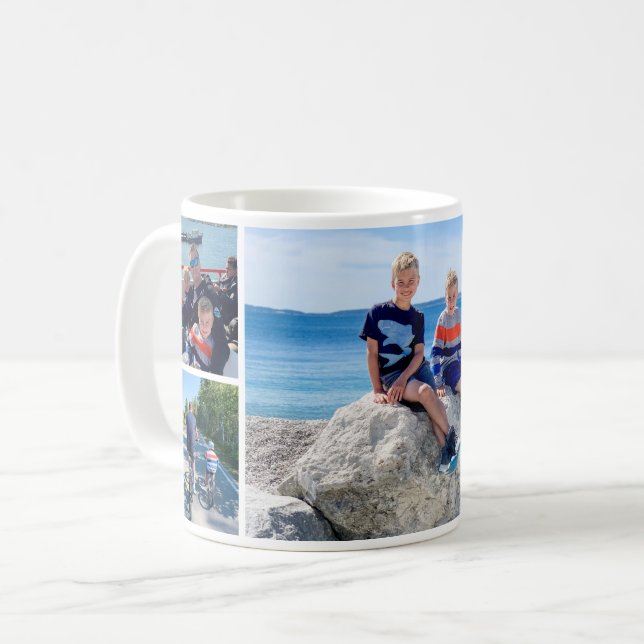 Pappa och barn fotokollage helomslag kaffemugg (Framsida vänster)