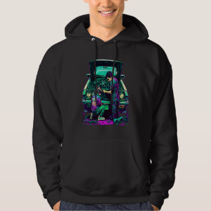 Pappa och dotter fixar bil Retro Pop Bilmekaniker Hoodie