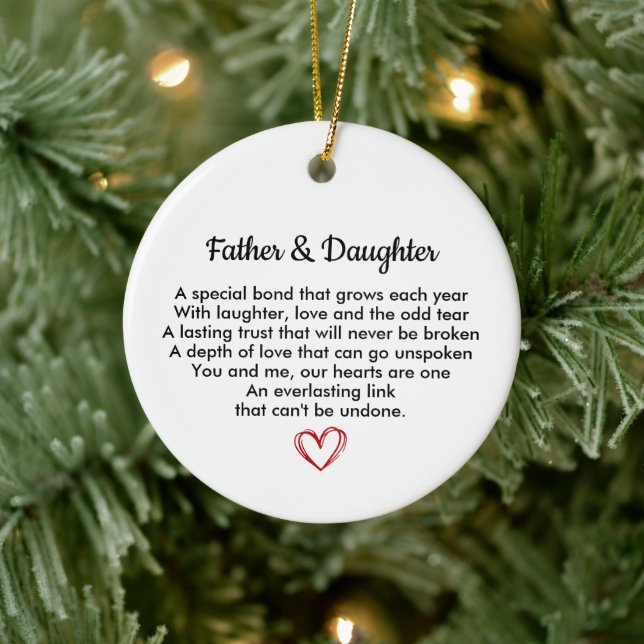 Pappa och dotter, födelsedagspresent till pappa, p julgransprydnad keramik (Träd)
