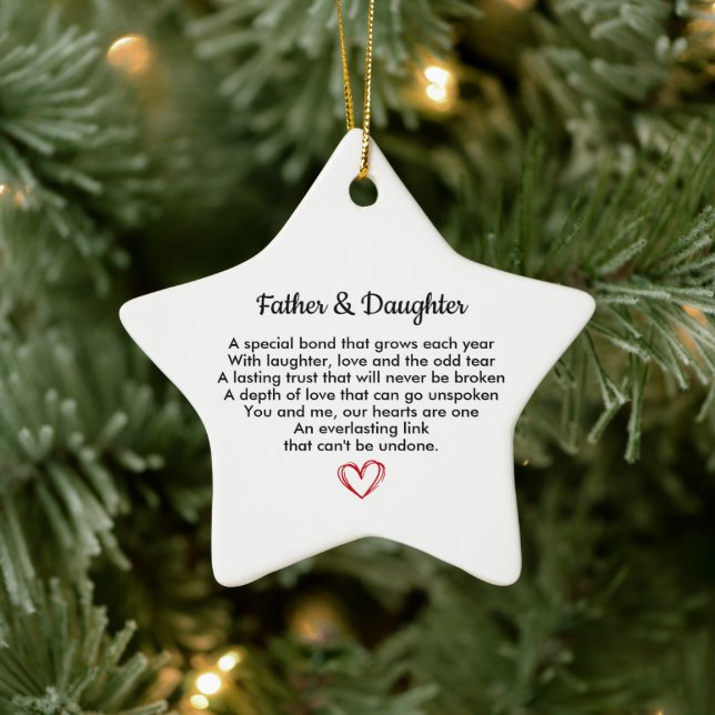 Pappa och dotter, födelsedagspresent till pappa, p julgransprydnad keramik (Träd)