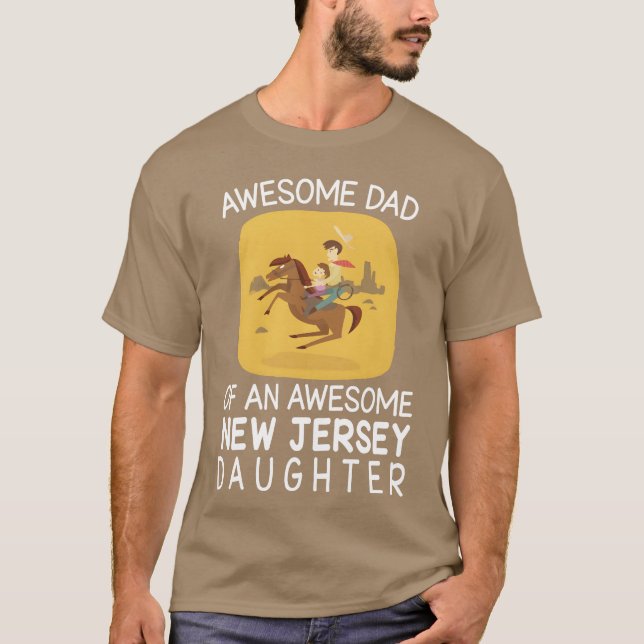 Pappa och Dotter Riding Horse Lycklig Far Day v T Shirt (Framsida)