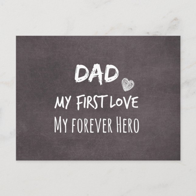 Pappa och dottercitat: First Kärlek, Forever Hero Vykort (Framsida)
