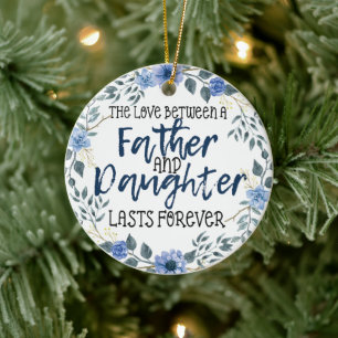 Pappa och dotterjul julgransprydnad keramik