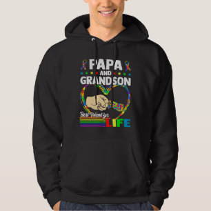 Pappa och Grandson Best Friend for Life Autism Gra Hoodie