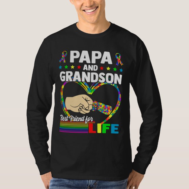 Pappa och Grandson Best Friend for Life Autism Gra T Shirt (Framsida)