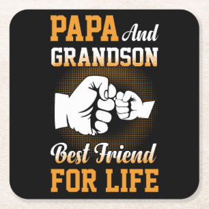 Pappa och Grandson Best Friend for Life Underlägg Papper Kvadrat