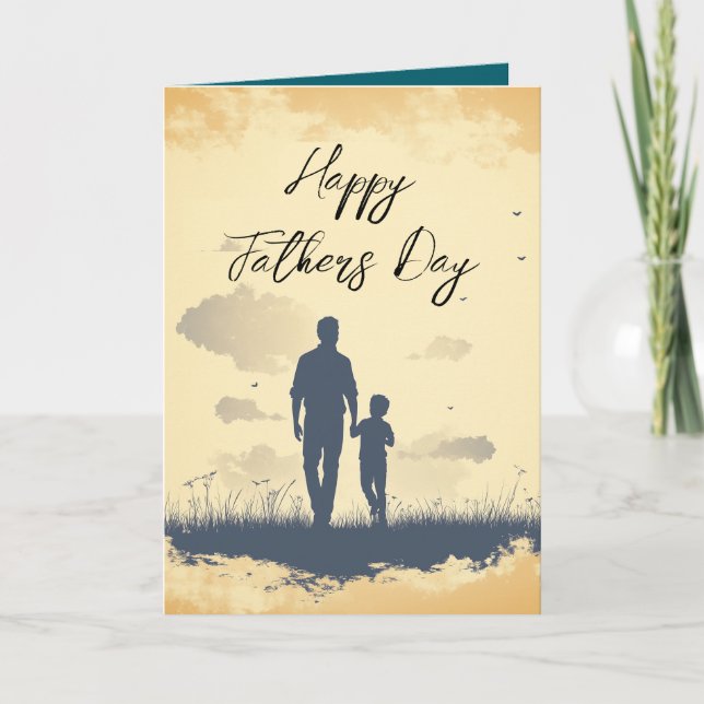 Pappa och hans fars dag-foldekort för silhuette kort (Framsida)