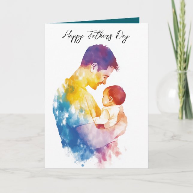 Pappa och hans son silhouette fars dag Folding Kort (Framsida)