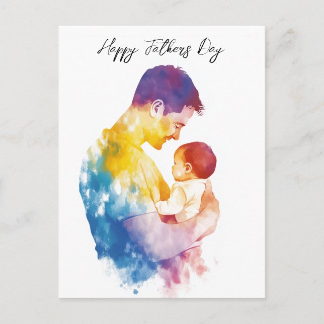 Pappa och hans son silhouette fars dag Folding Vykort (Framsida)