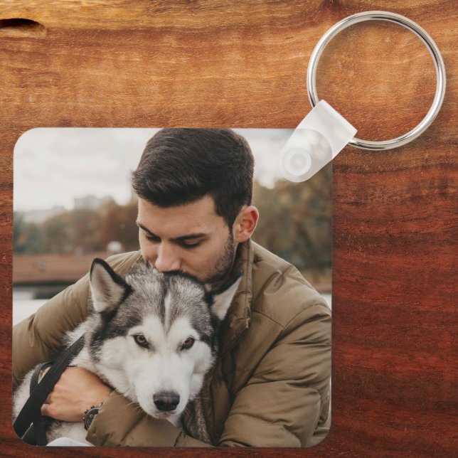 Pappa och hund foto nyckelring (Baksida)