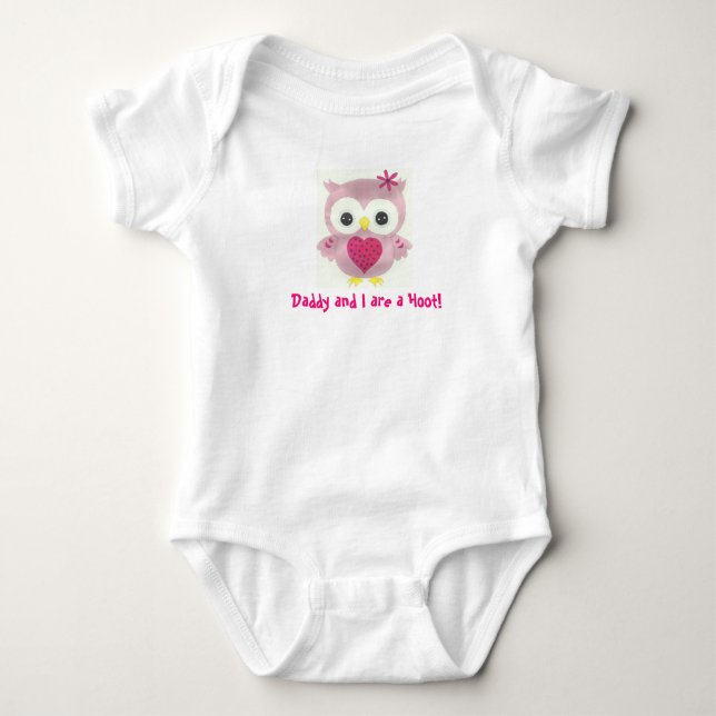 Pappa och jag är en Hoot Personlig Uggla Romper Tee Shirt (Framsida)