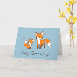 Pappa och Kit Fox Far's Day Blue Blank Kort