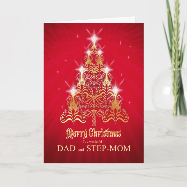 Pappa och kliva-mamma, julgranjulkort helgkort (Framsida)