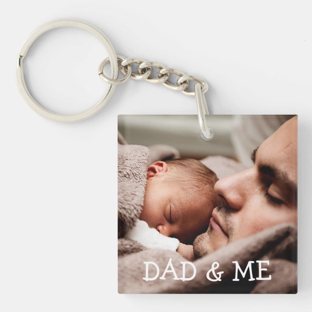 Pappa och mig Personlig Photo Nyckelring (Framsidan)