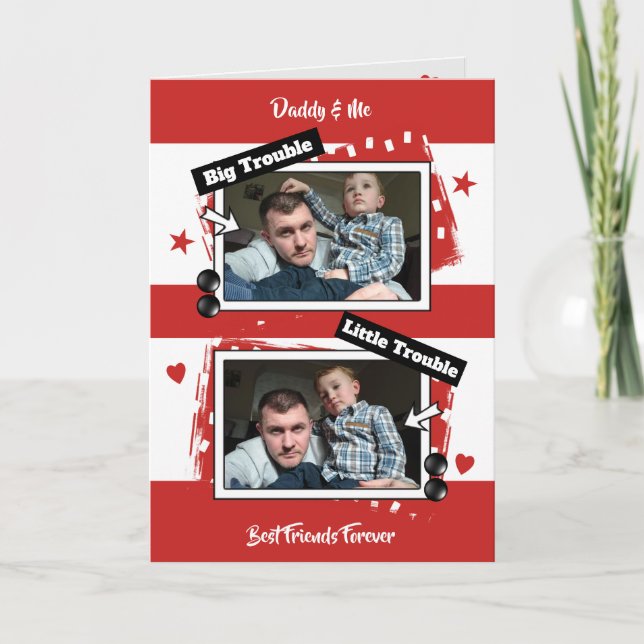 Pappa och mig röd och vit bild kort (Framsida)