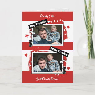 Pappa och mig röd och vit bild kort