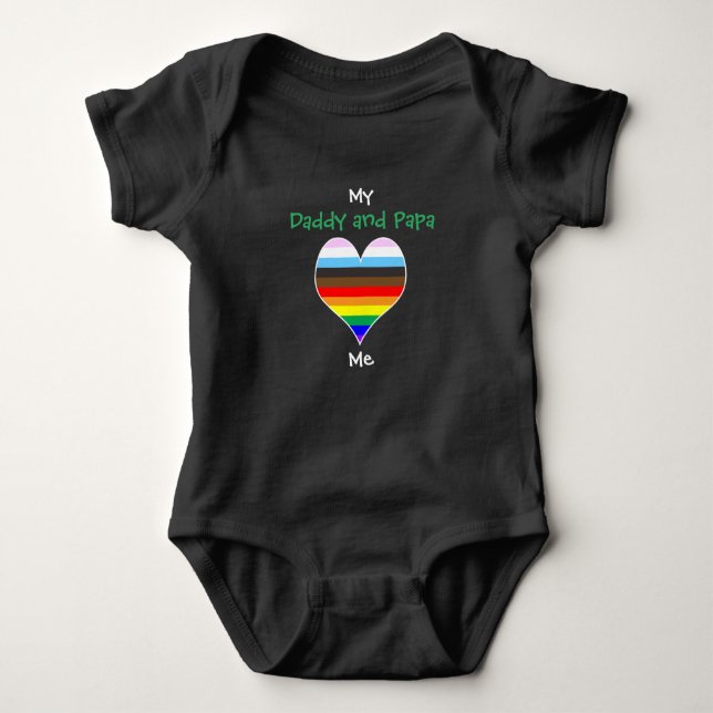 Pappa och Pappa Rainbow Heart Baby Bodykostym T Shirt (Framsida)