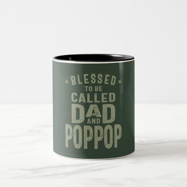 Pappa och Pop-Pop - Dubbla Bluting - Fars dag Två-Tonad Mugg (Center)