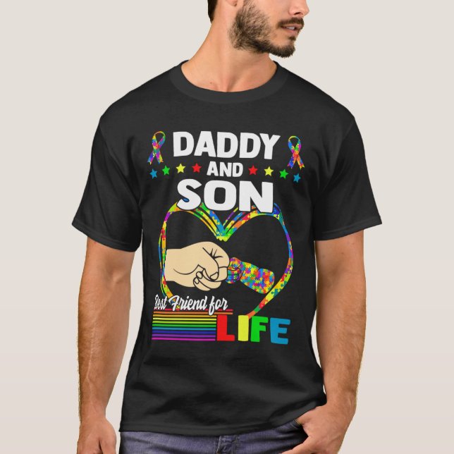 Pappa och son Bästa vän för livstids Autism Pappa  T Shirt (Framsida)
