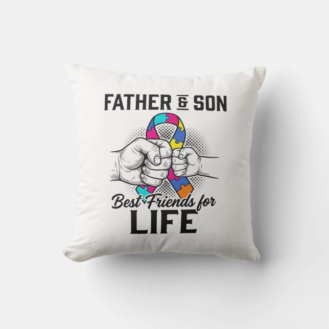Pappa och son bästa vänner för livet pusselband kudde (Framsida)