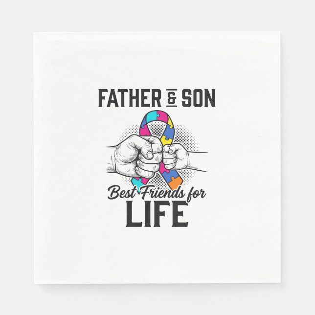 Pappa och son bästa vänner för livet pusselband pappersservett (Framsidan)