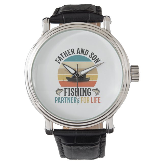 Pappa och son Fiskarpartner för livets design_1 Armbandsur (Framsida)