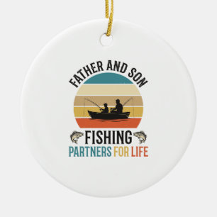 Pappa och son Fiskarpartner för livets design_1 Julgransprydnad Keramik