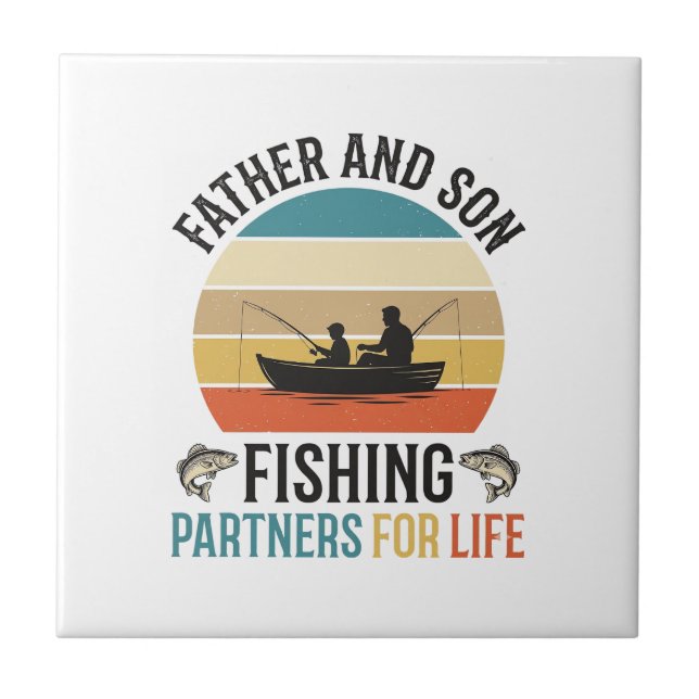Pappa och son Fiskarpartner för livets design_1 Kakelplatta (Framsidan)