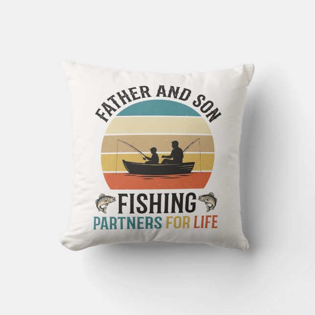 Pappa och son Fiskarpartner för livets design_1 Kudde (Framsida)