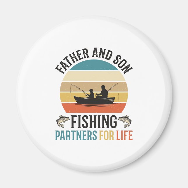 Pappa och son Fiskarpartner för livets design_1 Magnet (Framsidan)