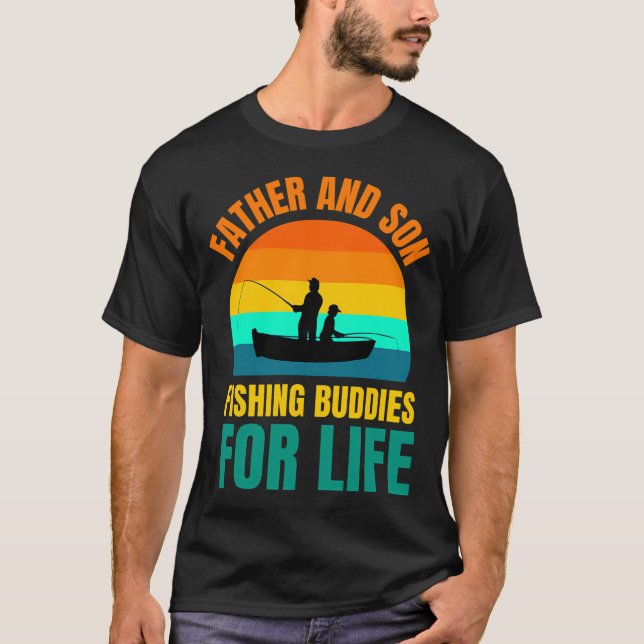 Pappa och son fiskekompisar för livet t shirt (Framsida)