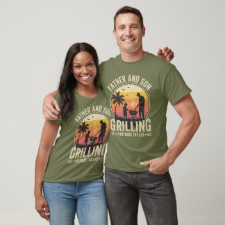 Pappa och son grillar partners Retro T-shirt