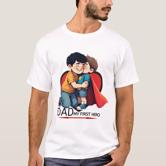 Pappa och Son Hug T-Shirt Heartwarming Fars dag (Framsida)