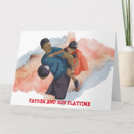Pappa och son lek-kort kort