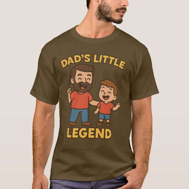 Pappa och Son Matching Tecknad Pappa's Little Lege T Shirt (Framsida)