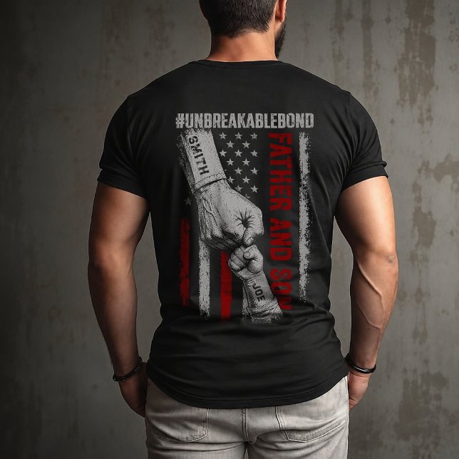 Pappa och son outbrutet band Fars dag-presenter T Shirt (Back)