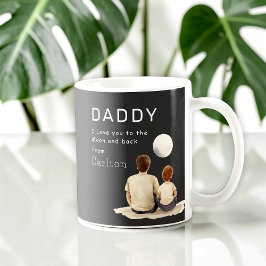 Pappa och son som betraktar månen "Jag älskar dig" Kaffemugg