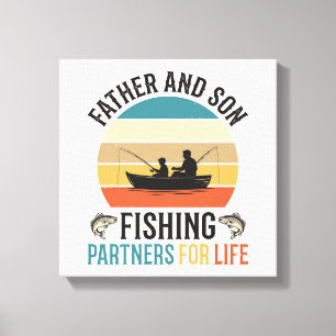 Pappa och son som fiskar partners för livet Design Canvastryck