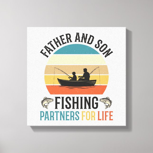 Pappa och son som fiskar partners för livet Design Canvastryck (Framsida)