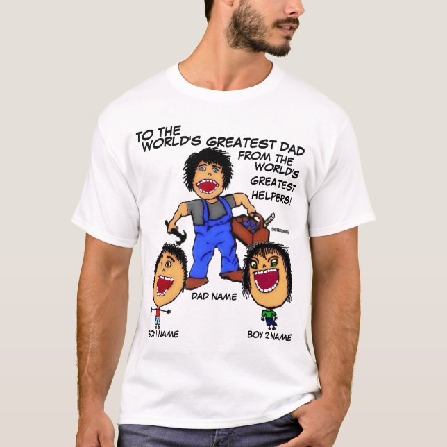 Pappa och Sons Funny Tecknad T-shirt (Framsida)