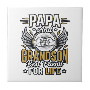 Pappa Och Sonson Bästa Vän För Livet Tröja Desig Kakelplatta