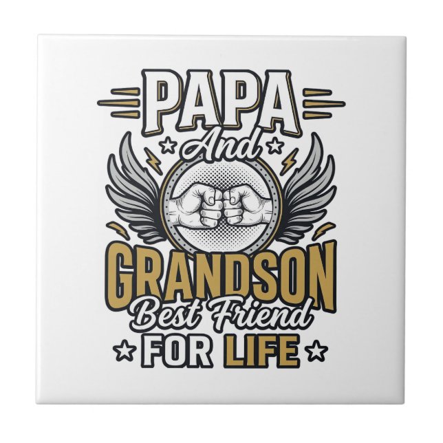 Pappa Och Sonson Bästa Vän För Livet Tröja Desig Kakelplatta (Framsidan)